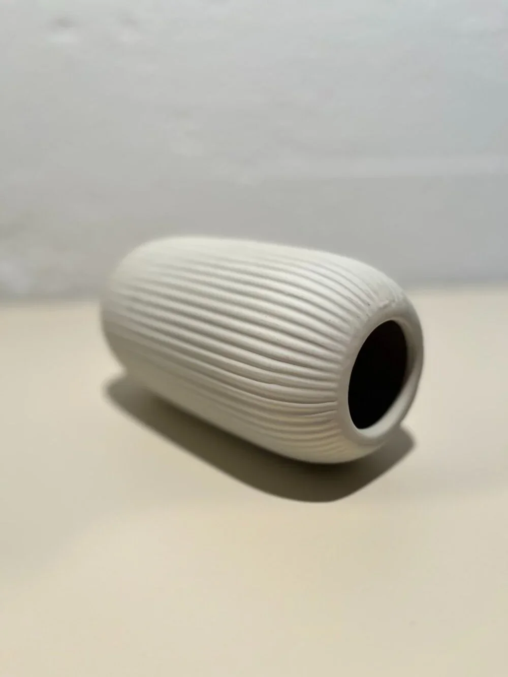 Medium White Textured Stoneware Vase